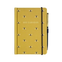 Bee Pattern A6 Notebook with Pen By Joules